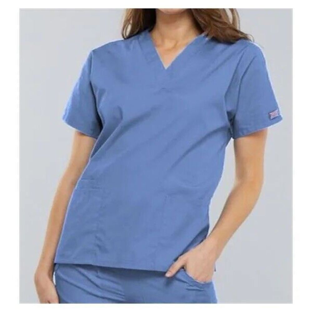 Cherokee Workwear V-Neck Womens Scrub Top Style 4700 Ciel Blue Size Small‎